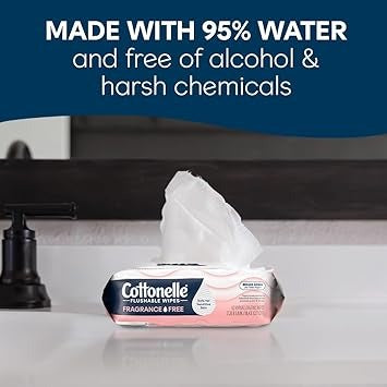 Cottonelle Fresh Feel Flushable Wet Wipes, Adult Wet Wipes, 8 Flip-Top Packs, 42 Wipes Per Pack (336 Total Wipes), Packaging May Vary