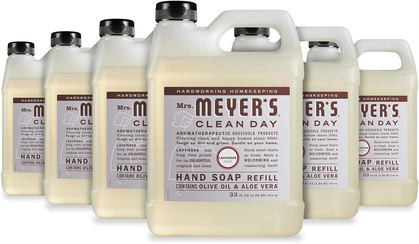 MRS. MEYER'S CLEAN DAY Hand Soap Refill, Rain Water Scent, 33 Fl Oz Bottle
