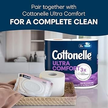 Cottonelle Fresh Feel Flushable Wet Wipes, Adult Wet Wipes, 8 Flip-Top Packs, 42 Wipes Per Pack (336 Total Wipes), Packaging May Vary