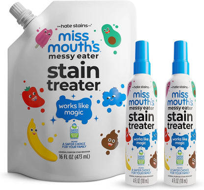 Miss Mouth's Messy Eater Stain Treater Spray - 4oz Stain Remover - Newborn & Baby Essentials - No Dry Cleaning Food, Grease, Coffee Off Laundry, Underwear, Fabric