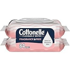 Cottonelle Fresh Feel Flushable Wet Wipes, Adult Wet Wipes, 8 Flip-Top Packs, 42 Wipes Per Pack (336 Total Wipes), Packaging May Vary