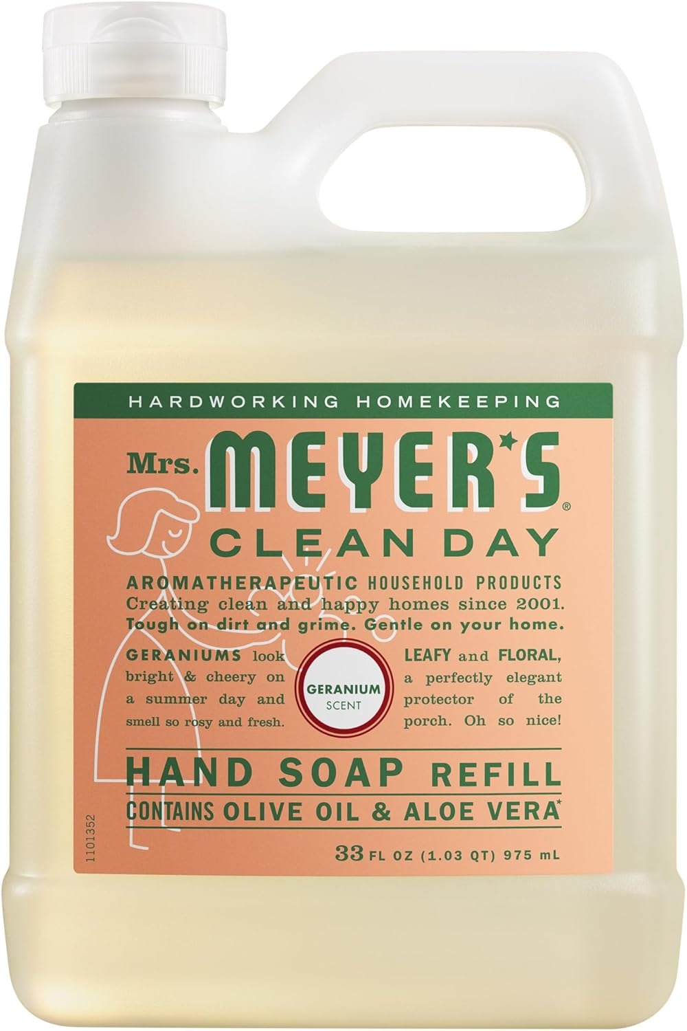 MRS. MEYER'S CLEAN DAY Hand Soap Refill, Rain Water Scent, 33 Fl Oz Bottle