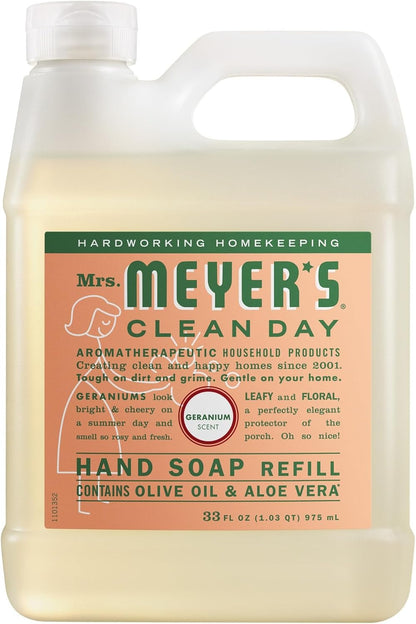 MRS. MEYER'S CLEAN DAY Hand Soap Refill, Rain Water Scent, 33 Fl Oz Bottle