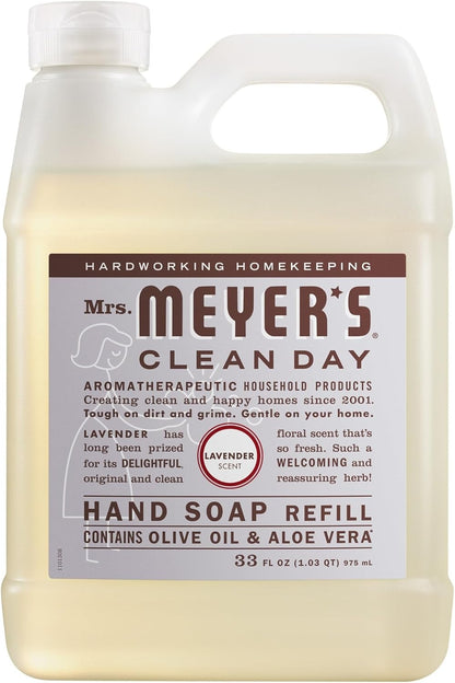 MRS. MEYER'S CLEAN DAY Hand Soap Refill, Rain Water Scent, 33 Fl Oz Bottle