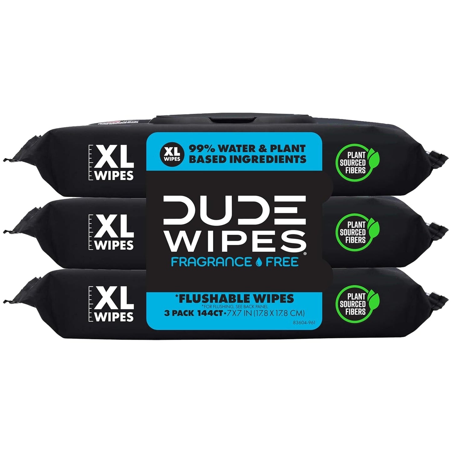 DUDE Wipes Unscented Flushable Wipes - Extra-Large Adult Wet Wipes for Sensitive Skin - 6 Pack (288 Count) - Infused with Vitamin E and Aloe - Septic and Sewer Safe