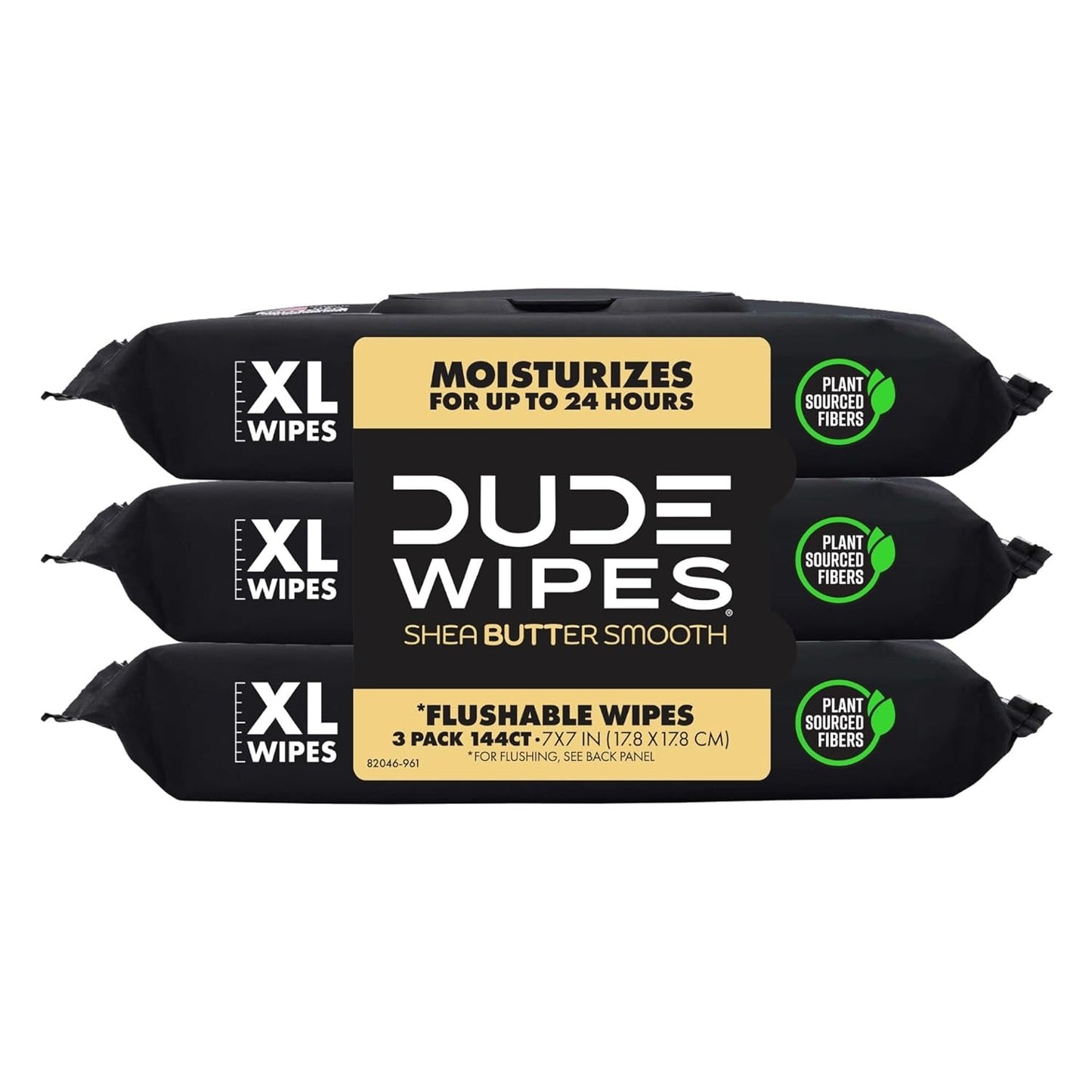 DUDE Wipes Unscented Flushable Wipes - Extra-Large Adult Wet Wipes for Sensitive Skin - 6 Pack (288 Count) - Infused with Vitamin E and Aloe - Septic and Sewer Safe